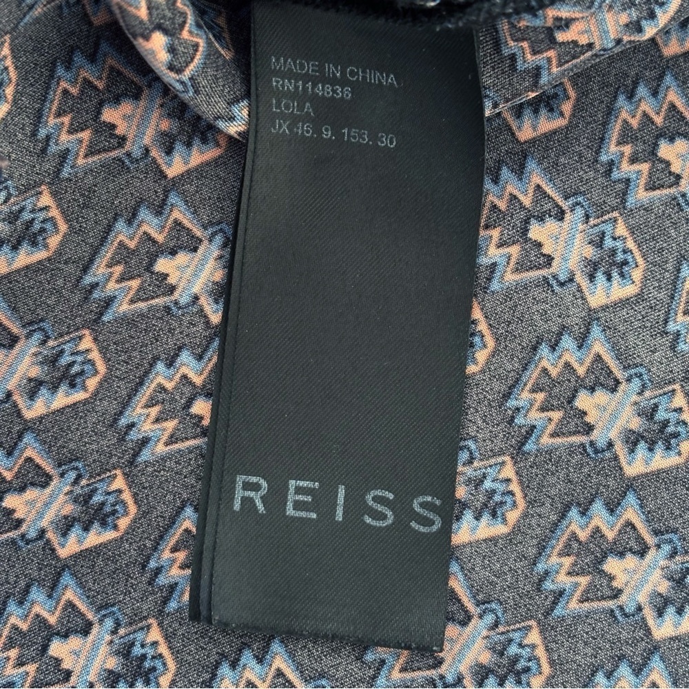 REISS Lola Aztec Pattern Button Front Shirt Sz 2 Tailored Office - Picture 7 of 9